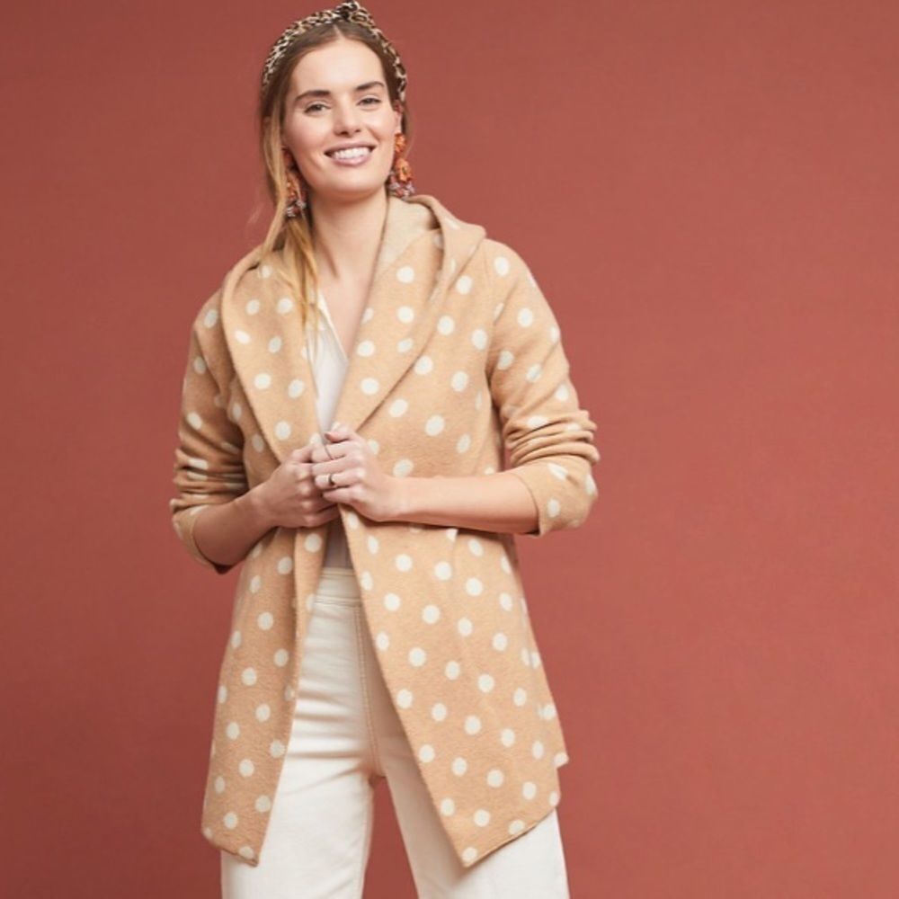 New Anthropologie Field Flower Dottie Sweater Coat Medium
